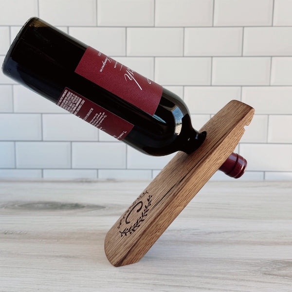 Barrel Stave Balancing Wine Bottle Holder