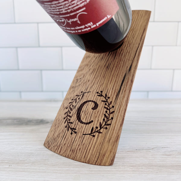 Barrel Stave Balancing Wine Bottle Holder