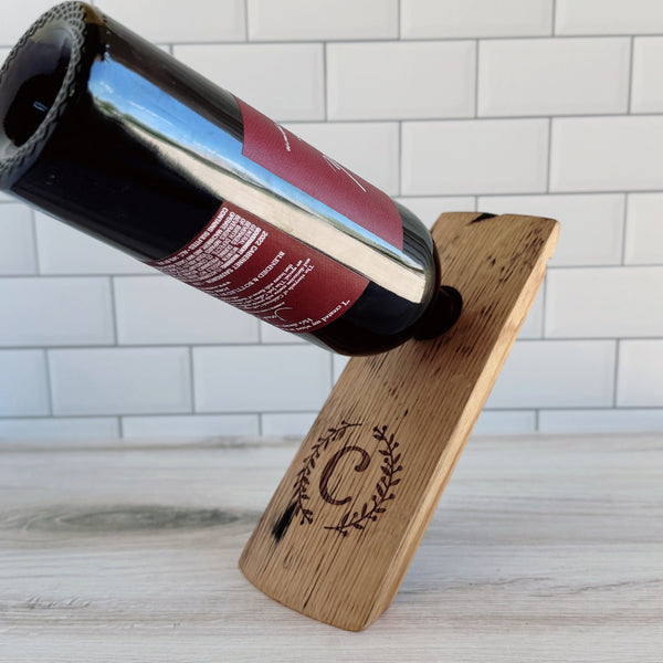 Barrel Stave Balancing Wine Bottle Holder