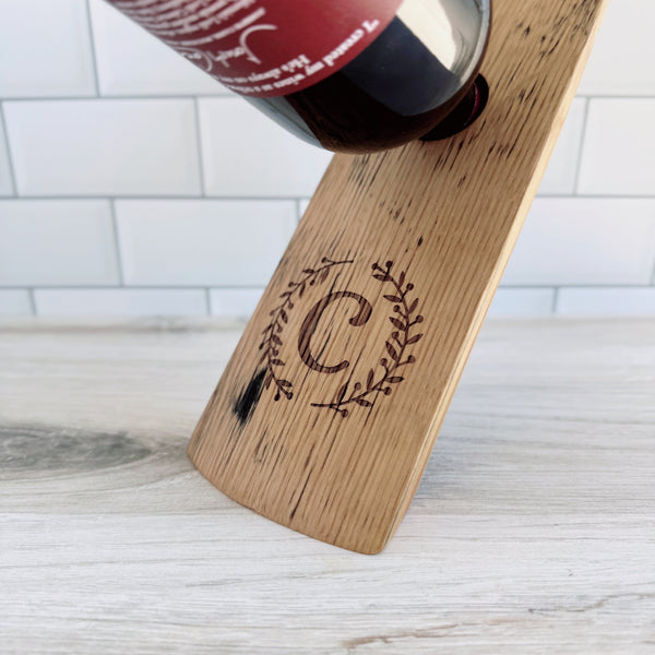 Barrel Stave Balancing Wine Bottle Holder