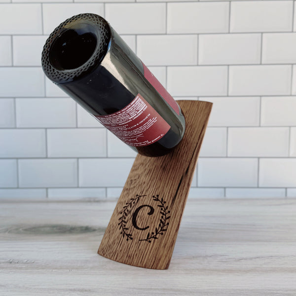 Barrel Stave Balancing Wine Bottle Holder