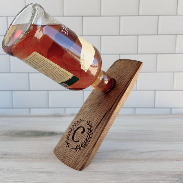 Barrel Stave Balancing Wine Bottle Holder