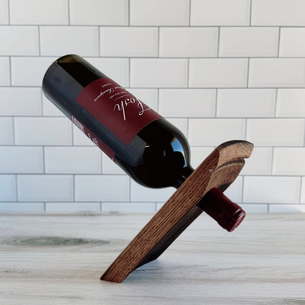 Barrel Stave Balancing Wine Bottle Holder