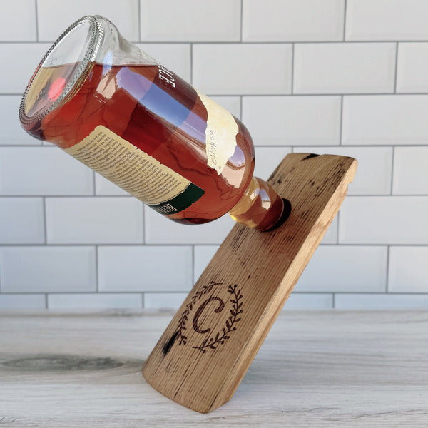 Barrel Stave Balancing Wine Bottle Holder