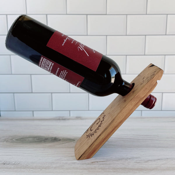 Barrel Stave Balancing Wine Bottle Holder
