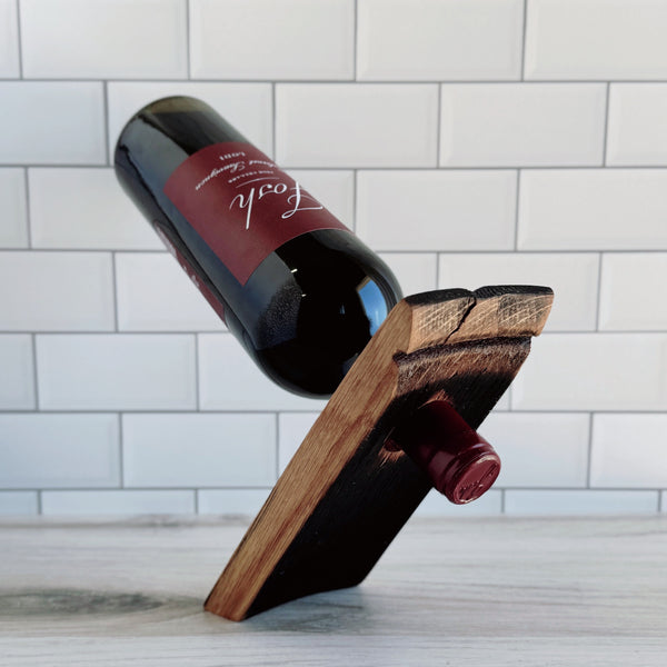 Barrel Stave Balancing Wine Bottle Holder