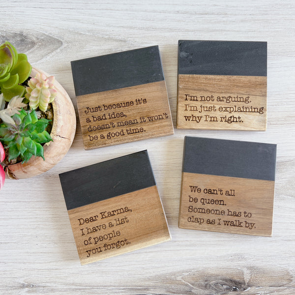 Funny Laser Engraved Coasters
