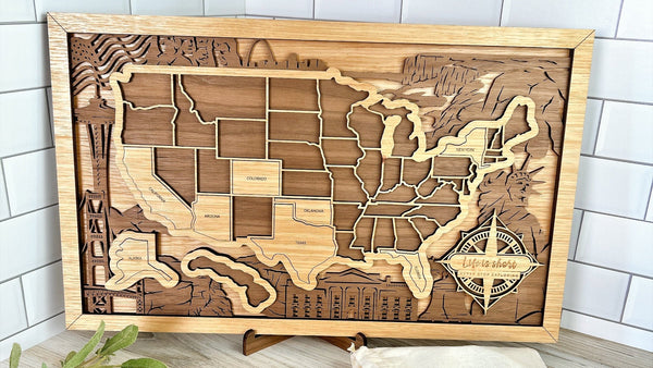 United States Travel Map - Landmarks Background