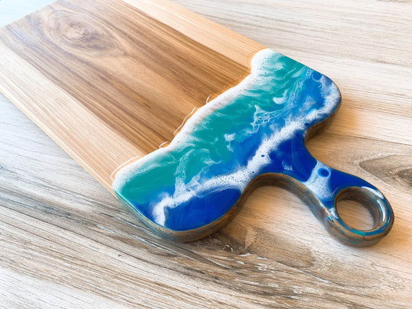 Ocean Wave Resin Charcuterie Board - Hickory