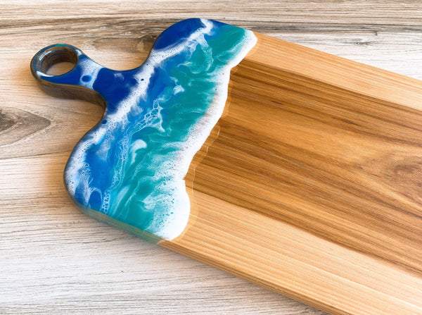 Ocean Wave Resin Charcuterie Board - Hickory