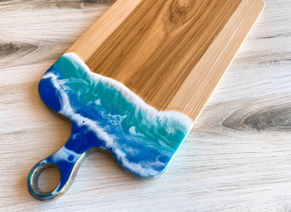 Ocean Wave Resin Charcuterie Board - Hickory