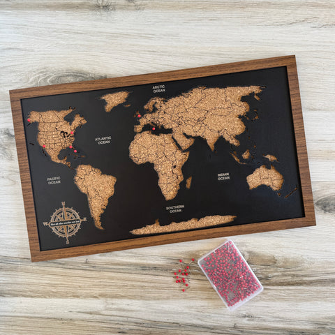 World Travel Map - Table Top Size, Personalized