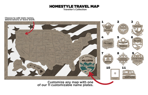 USA Travel Map - Laser Cut Travel Map