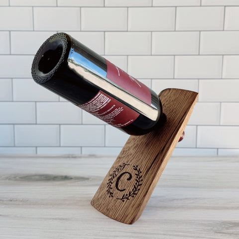 Barrel Stave Balancing Wine Bottle Holder