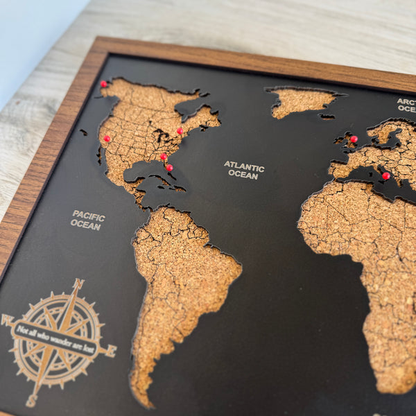 World Travel Map - Table Top Size, Personalized