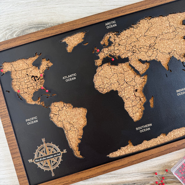 World Travel Map - Table Top Size, Personalized