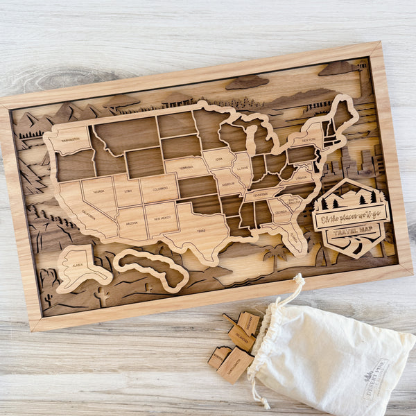 United States Travel Map - Landscapes Background