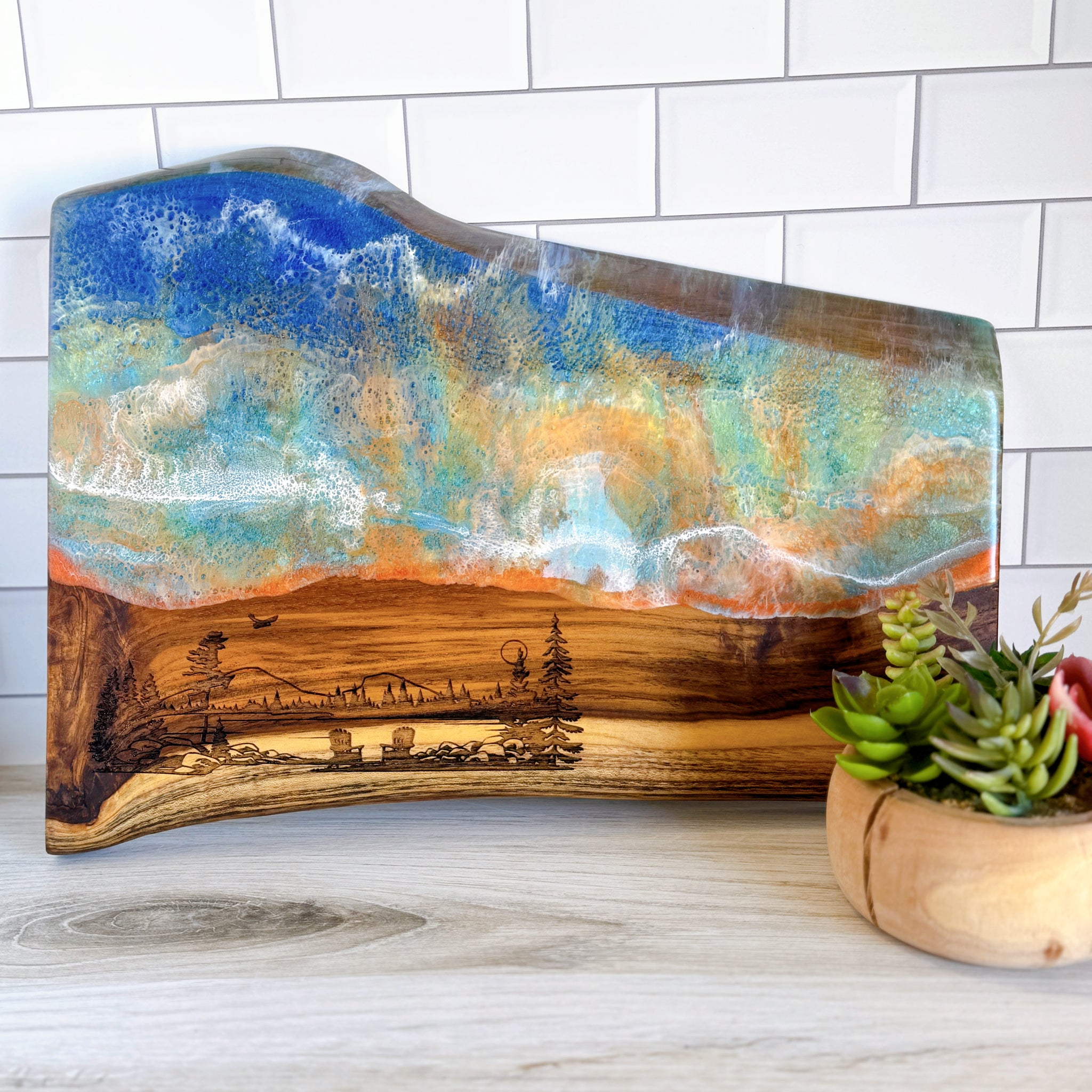 Sunset Epoxy Resin Charcuterie Board
