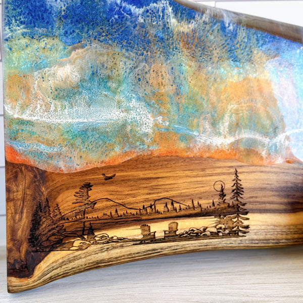 Sunset Epoxy Resin Charcuterie Board