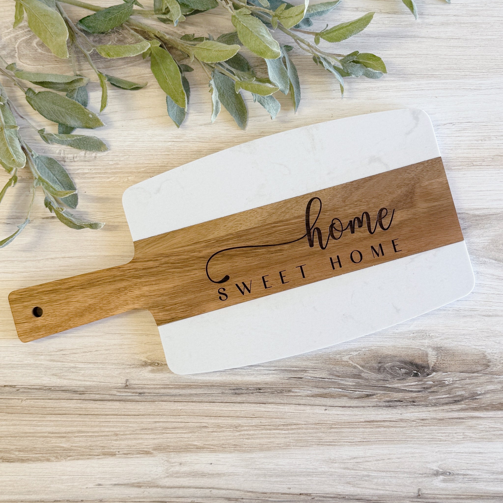 Marble and Acacia Serving Board