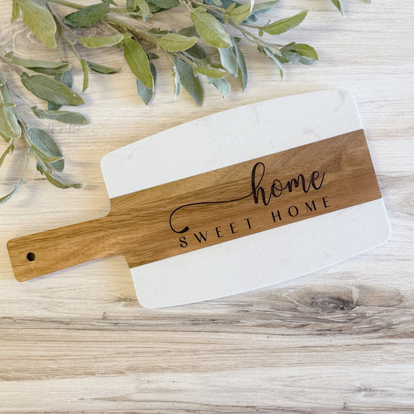 Marble and Acacia Serving Board