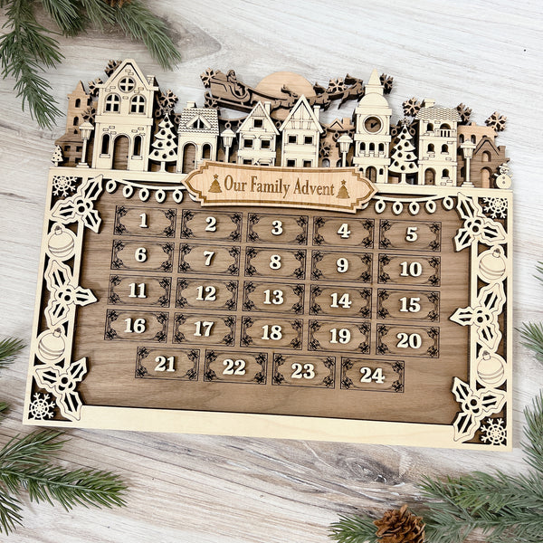 Wooden Advent Calendar - Personalizable