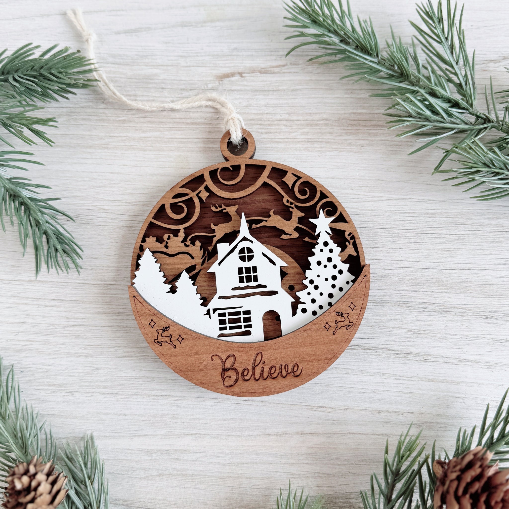 Believe in the Magic of Christmas – Layered Laser Cut Ornament