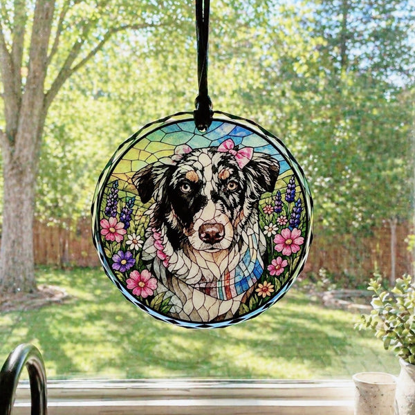 Custom Pet Portrait Stained Glass Sun Catcher | UV Printed Glass Ornament | Personalized Pet Keepsake