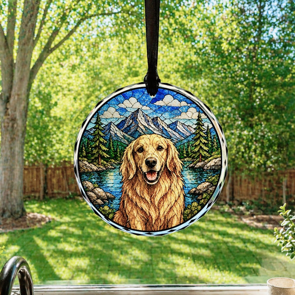 Custom Pet Portrait Stained Glass Sun Catcher | UV Printed Glass Ornament | Personalized Pet Keepsake