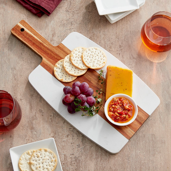 Marble and Acacia Serving Board