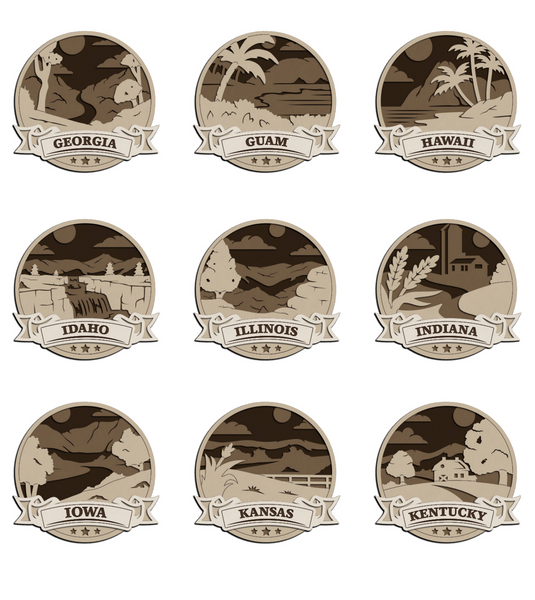 Discover America State Ornaments – Laser Cut Layered State Keepsakes