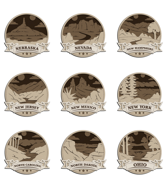 Discover America State Ornaments – Laser Cut Layered State Keepsakes