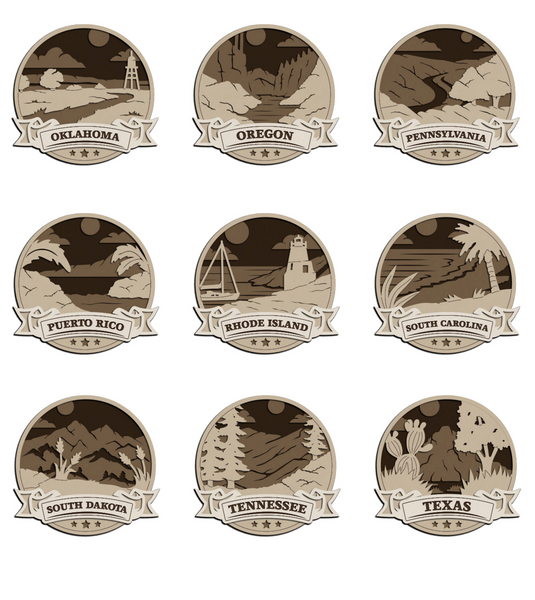 Discover America State Ornaments – Laser Cut Layered State Keepsakes