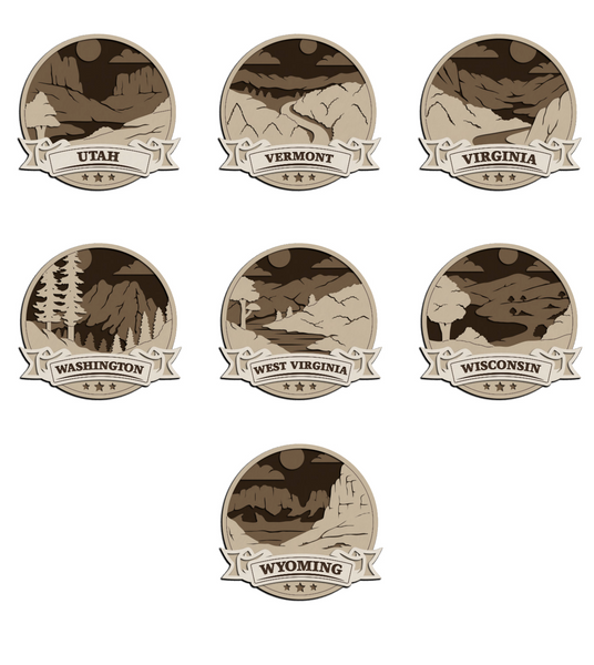Discover America State Ornaments – Laser Cut Layered State Keepsakes