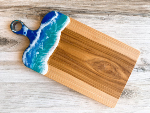 Ocean Wave Resin Charcuterie Board - Hickory